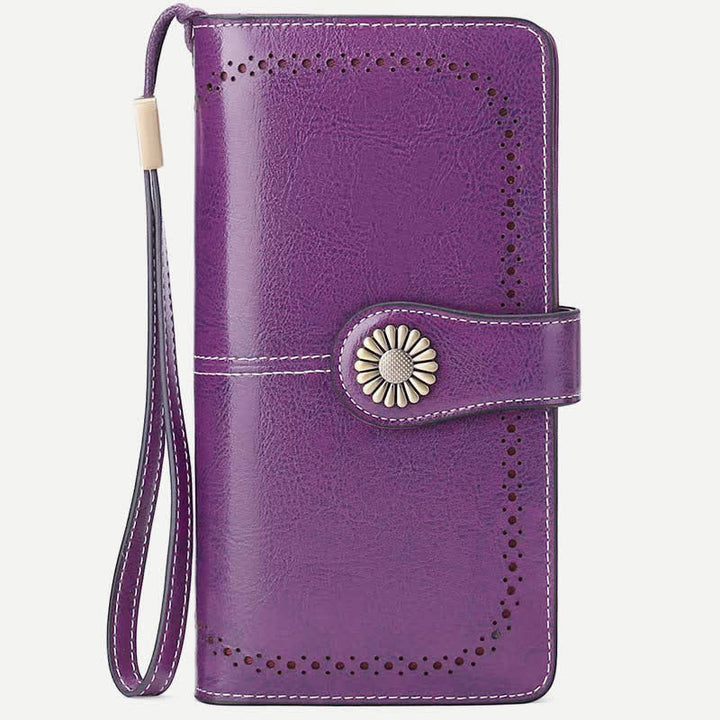 Damen RFID-blockierende Ledergeldbörse mit mehreren Steckplätzen, Kreditkartenetui, Clutch