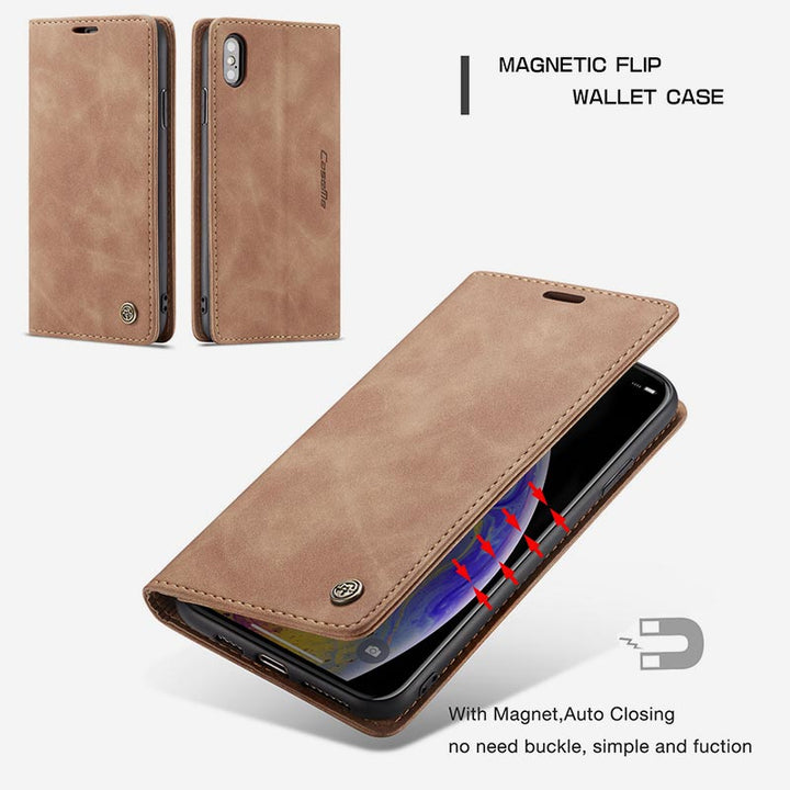 Leder-Handytasche, Handytasche für iPhone, Samsung, mit Kartenhalter, Geldscheinfach