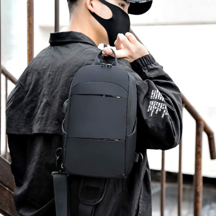 Sling Crossbody Rucksack Umhängetasche für Herren mit USB-Ladeanschluss