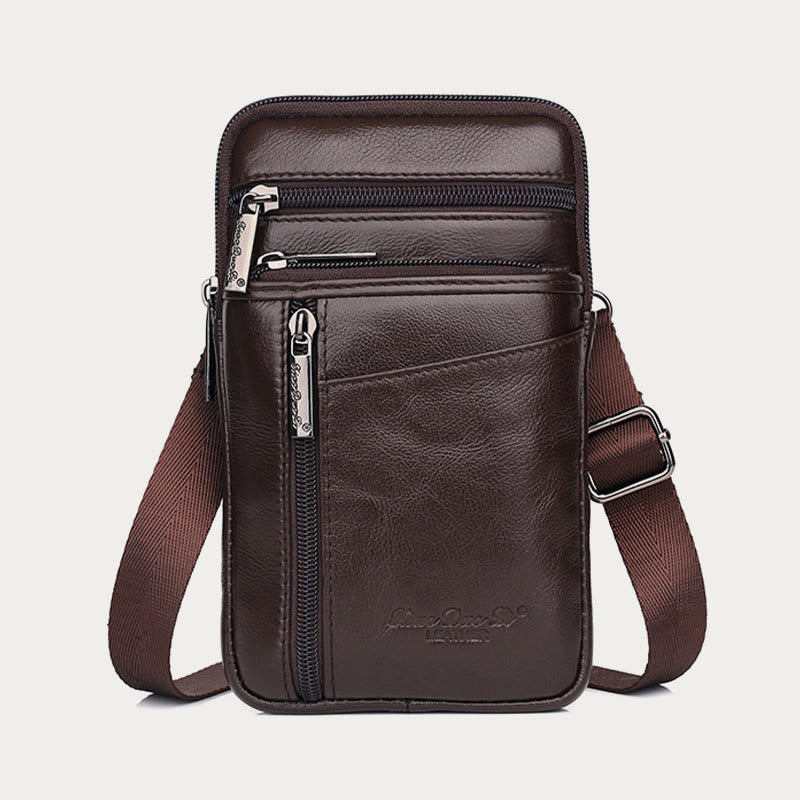 Messenger Bag für Herren, Mini-Umhängetasche aus ultradünnem Leder