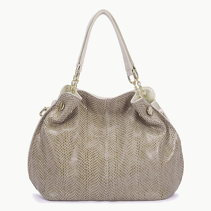 Glänzende Schlangenhaut-Grain-Tasche für Damen aus echtem Leder