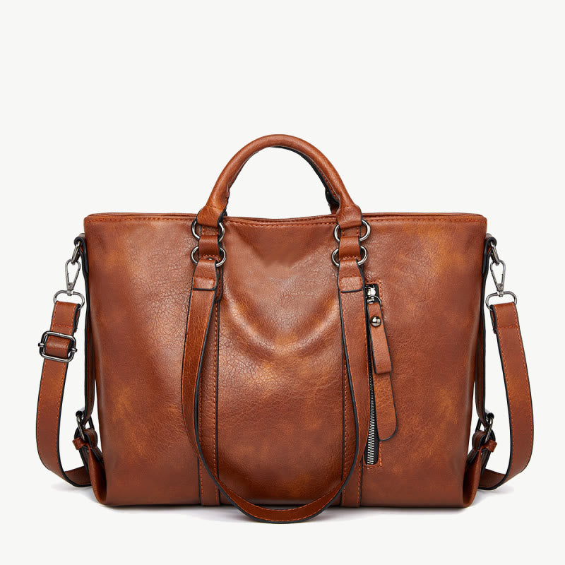 Große Reisetasche für Damen, minimalistische Handtasche aus schlichtem Leder