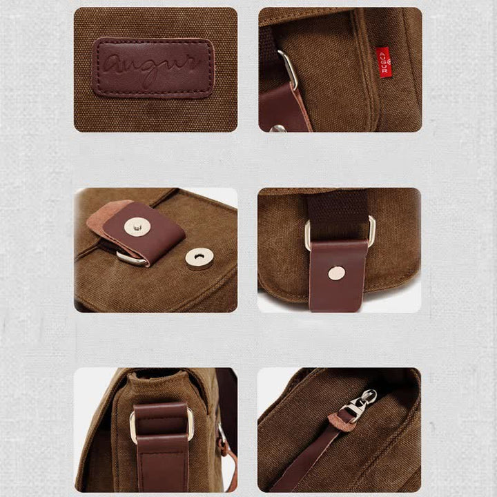 Canvas-Umhängetasche für Herren, mehrere Taschen, Vintage-Umhängetasche