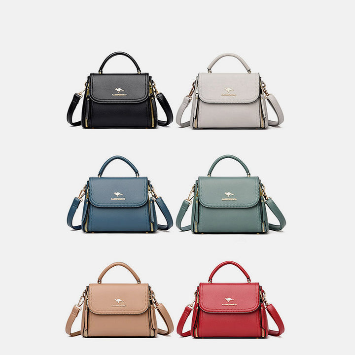 Doppelfach Top Griff Satchel Leder Umhängetasche Geldbörse Handtasche