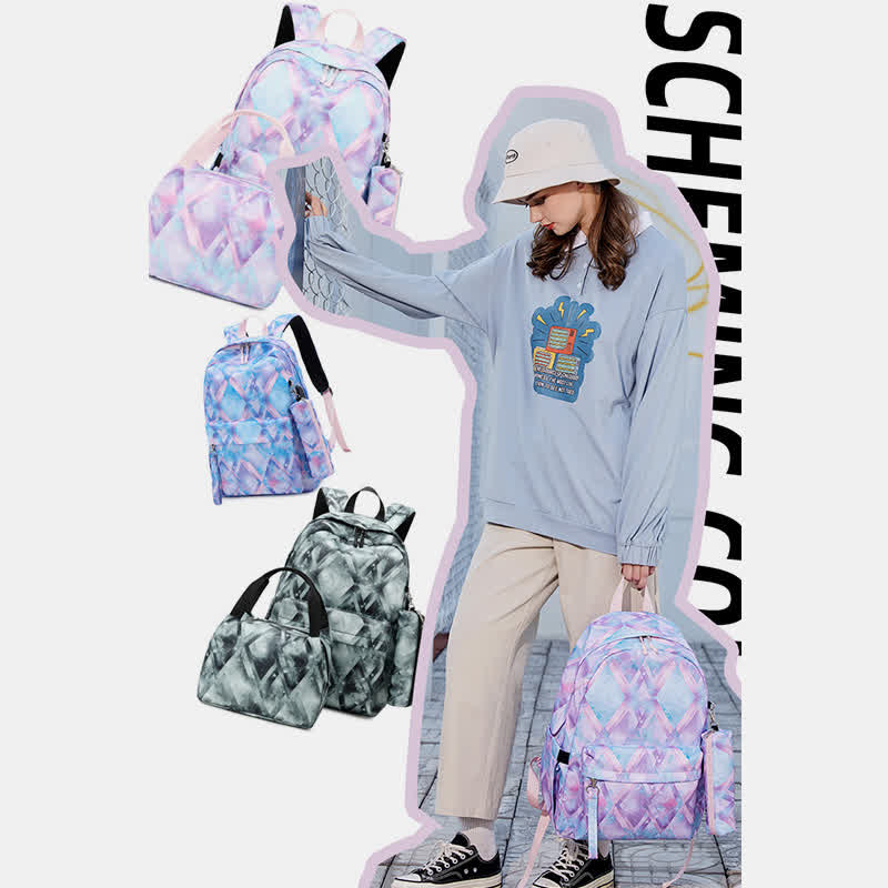 Schulrucksack Daypack Süßes 3-teiliges Schulranzen-Set mit USB-Ladeanschluss