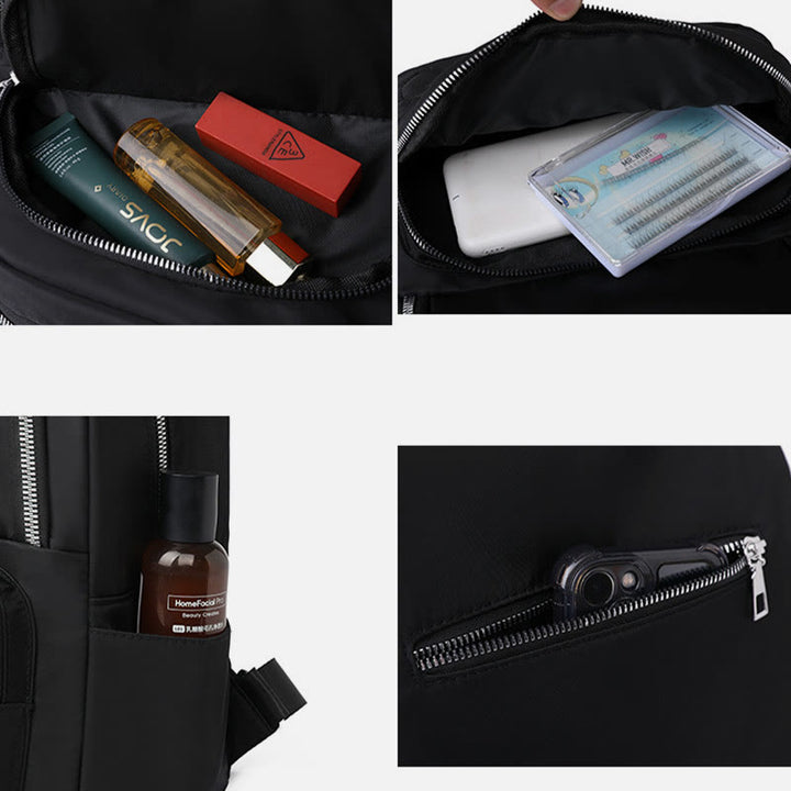 Gesteppter Nylon-Rucksack, stilvoller, einfarbiger Reise-Tagesrucksack für Damen