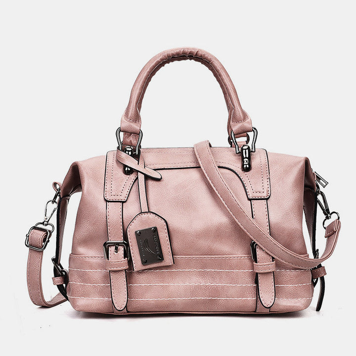Retro Vegan Leder Tote Umhängetasche Arzttasche für Damen Boston Tasche