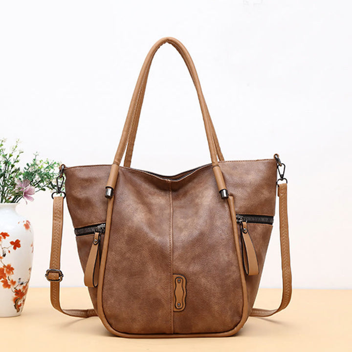 Tragetasche für Damen, Vintage, große Kapazität, Handtasche aus PU-Leder