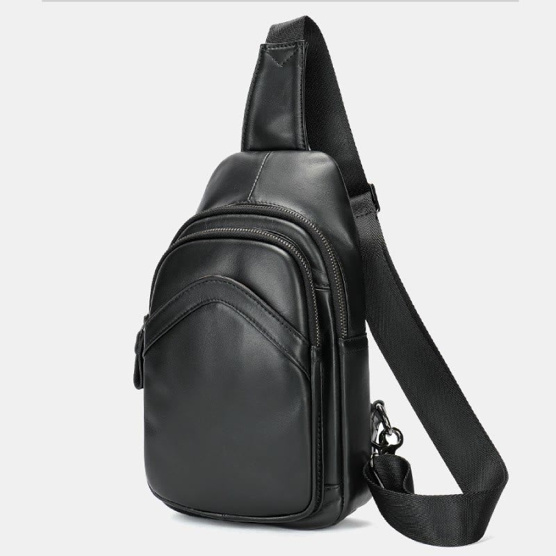 Schultertasche für Herren aus echtem Leder, lässiger Einkaufs-Tagesrucksack