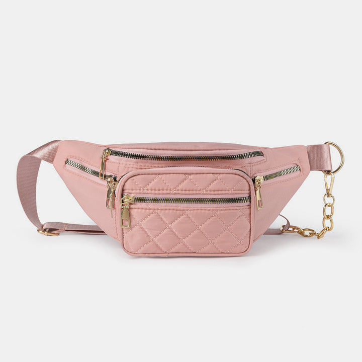Leichte, funktionale Brust-Schultertasche für Damen mit Metallkettenriemen