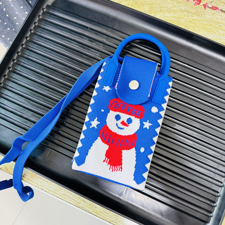 Handytasche im Weihnachtsstil für Damen, gestrickte Umhängetasche