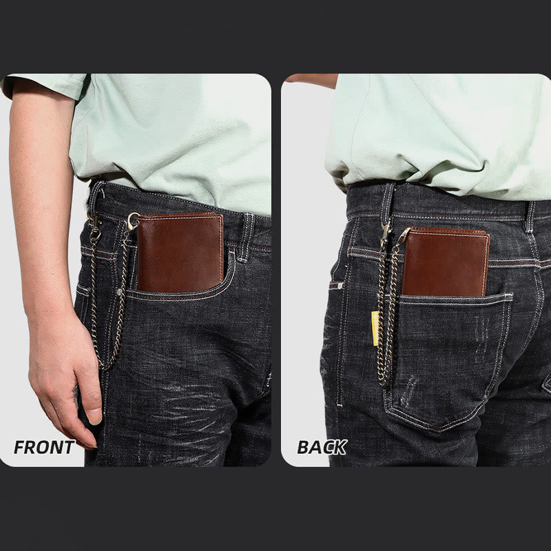 Vertikale Brieftasche RFID Airtag Echtes Leder Sanfte Kette Geldbörse für Männer