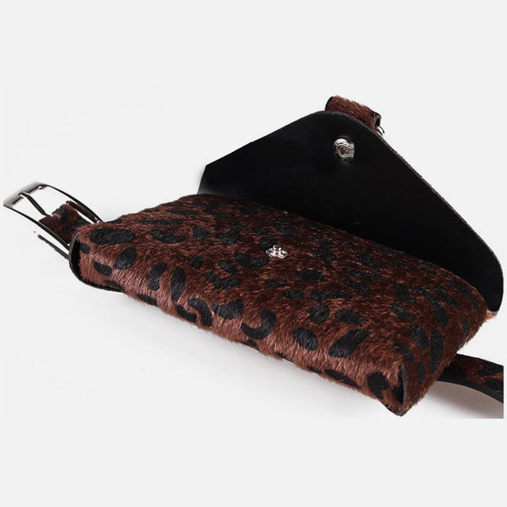 Leopardenmuster-Hüfttasche für Damen, Gürteltasche aus künstlichem Pferdehaar