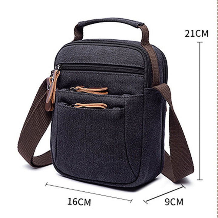 Kleine Umhängetasche aus Canvas im Vintage-Stil, mehrere Tragemöglichkeiten, lässige Schultertasche für Herren