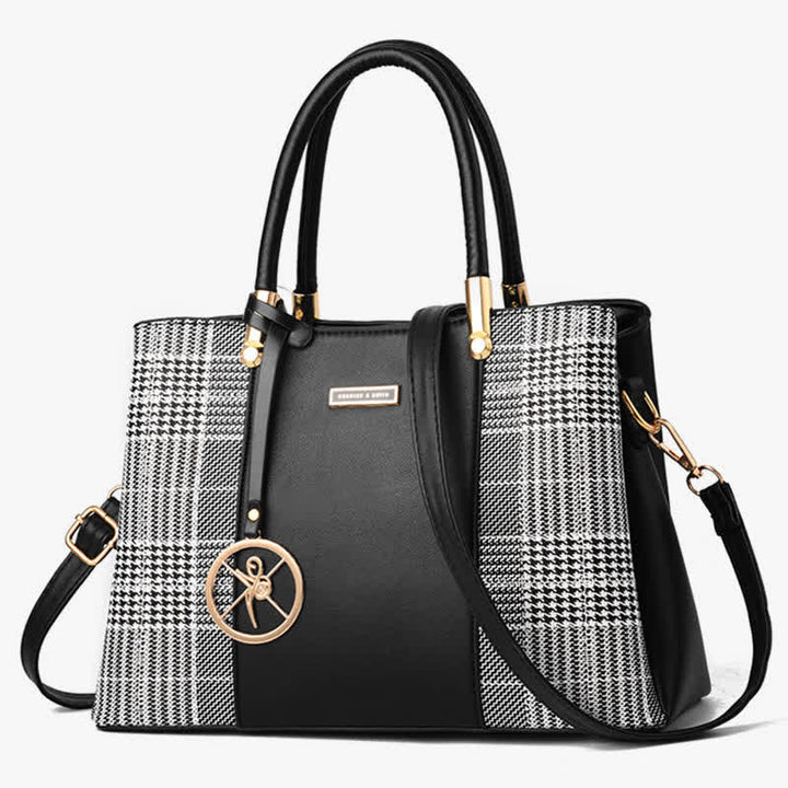Umhängetasche mit drei Fächern, Schultertasche, Handtasche für Damen