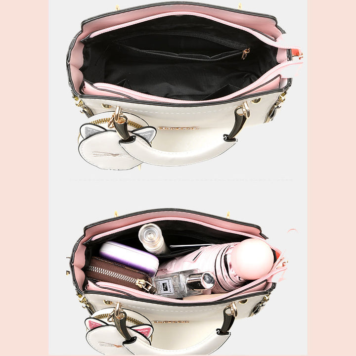 Süße Kätzchen-Handtasche mit abnehmbarem Riemen für Damen, Umhängetasche