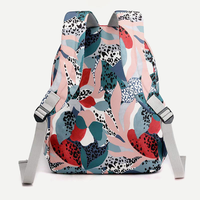 Rucksack für Damen, wasserdicht, mit mehreren Fächern, Druck, lässig, Nylon, leicht, Schultasche