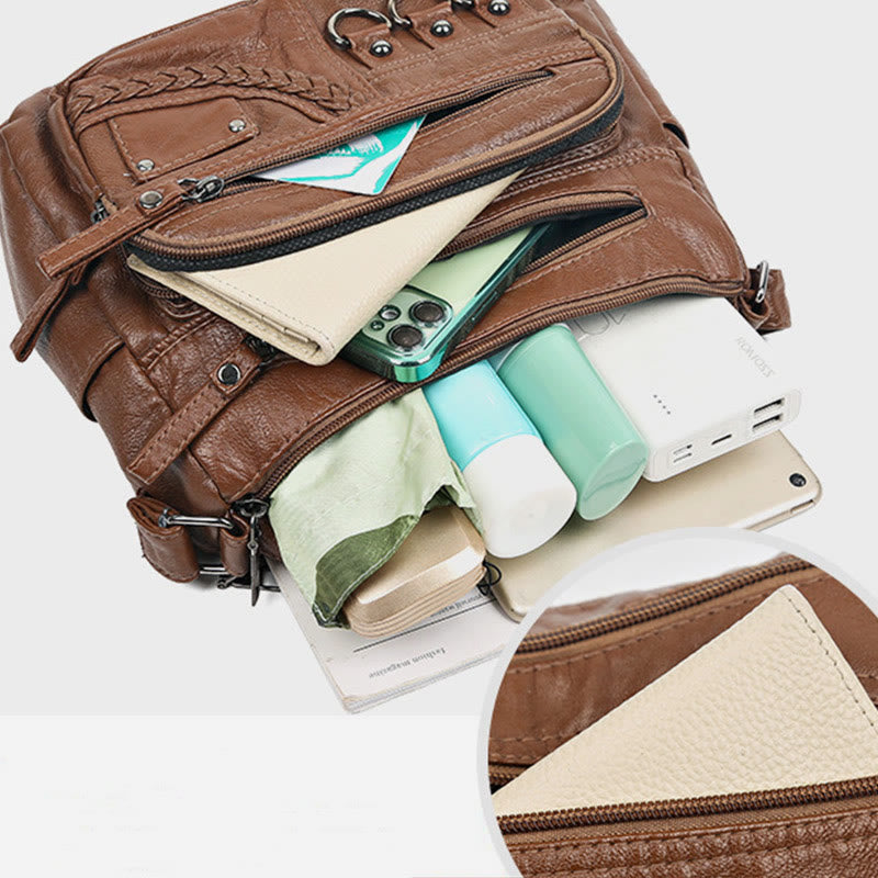 Umhängetasche für Damen, Twist-Muster, mehrere Taschen, Ledergeldbörse