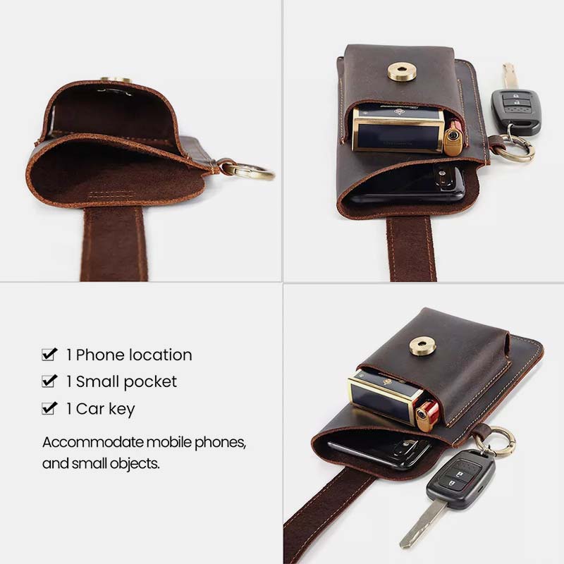Retro Leder Telefon Holster für Männer Universal Fall Taille Tasche EDC