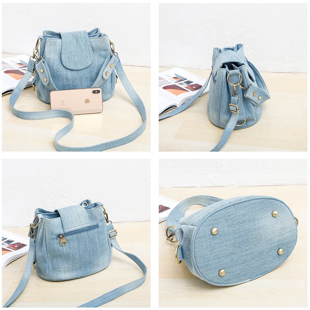 Denim-Unterarm-Beuteltasche für Damen, große Tasche mit Henkel 