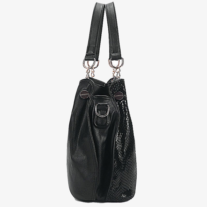 Glänzende Schlangenhaut-Grain-Tasche für Damen aus echtem Leder