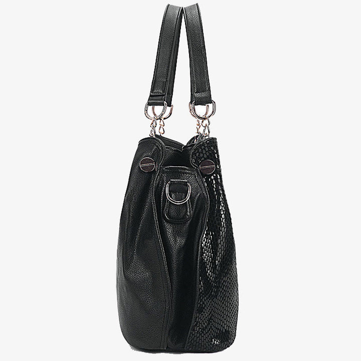 Glänzende Schlangenhaut-Grain-Tasche für Damen aus echtem Leder