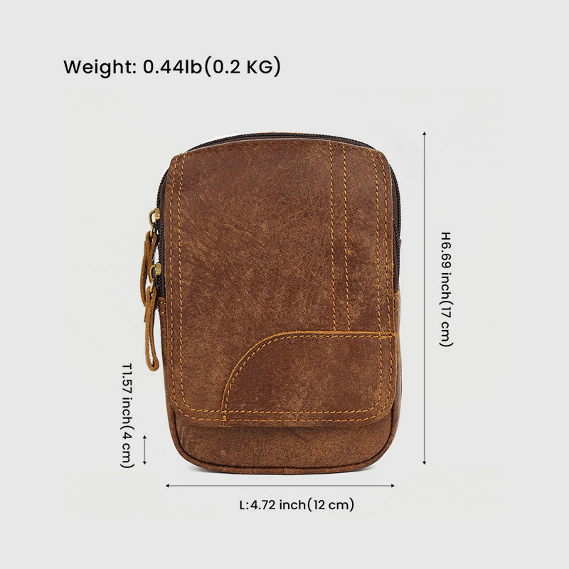 Gürteltasche für Herren, für den täglichen Gebrauch im Freien, Retro-Gürtelschlaufen aus echtem Leder