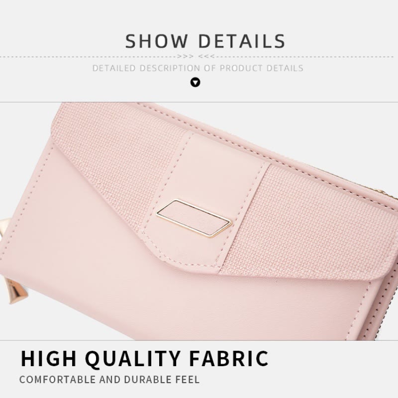 Handytasche für Damen, PU-Leder, Umhängetasche mit mehreren Fächern und Reißverschluss
