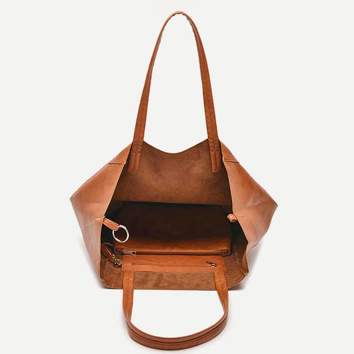 Große Kapazität weiche Leder Einkaufstasche Handtasche Shopper Geldbörse mit Beutel