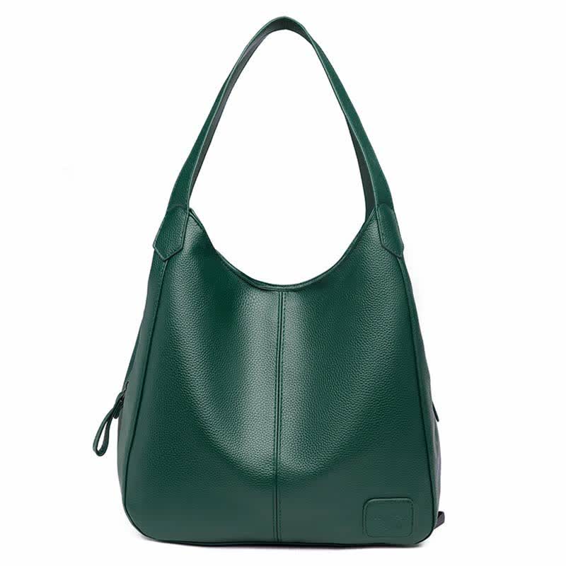 Hobo-Tasche mit drei Fächern für Damen, Schultertasche aus PU-Leder
