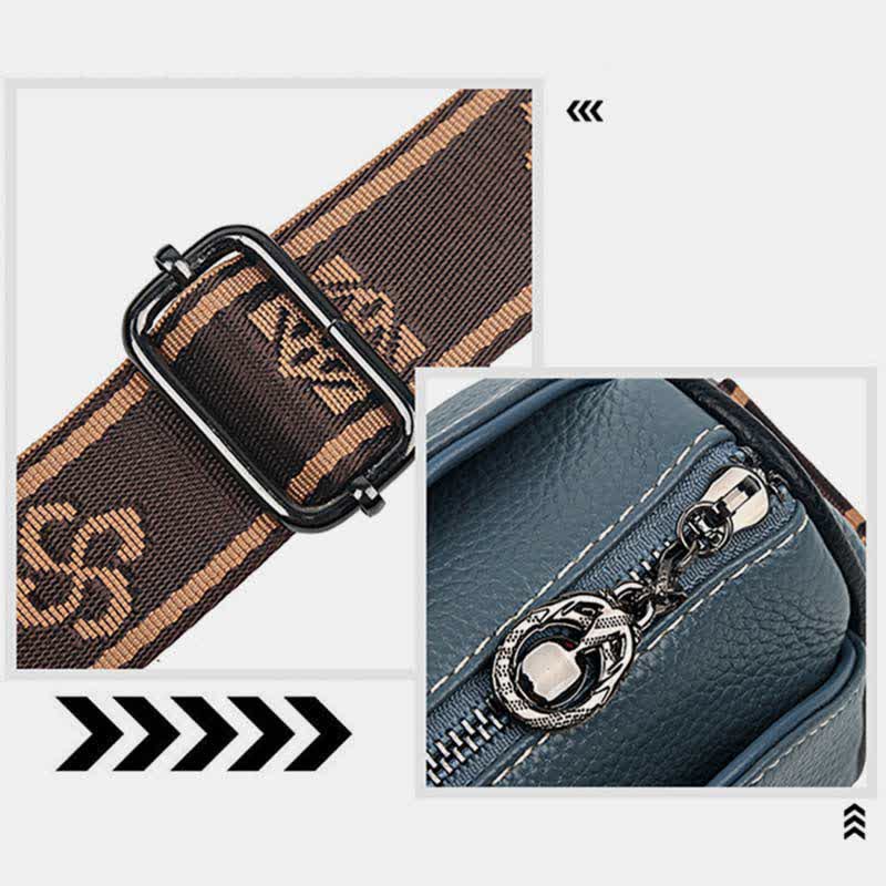 Kleine Umhängetasche aus echtem Leder mit drei Fächern, Schultertasche für Damen