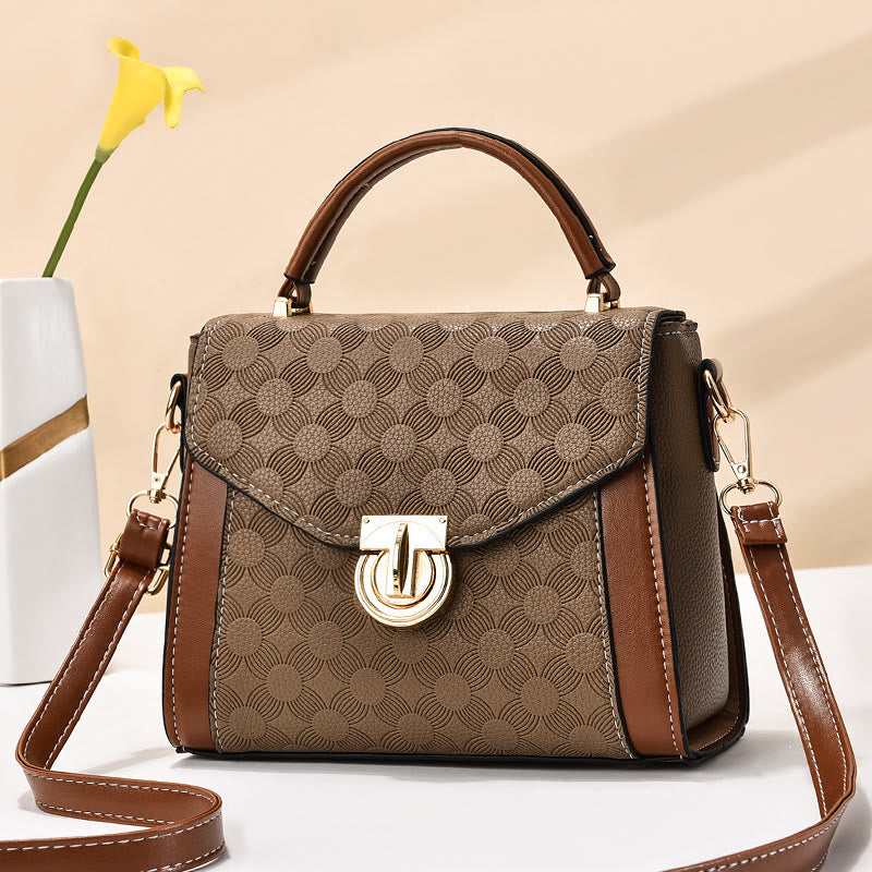 Clamshell-Tasche mit Henkel oben für Damen, klassische Farbe, kleine Umhängetasche