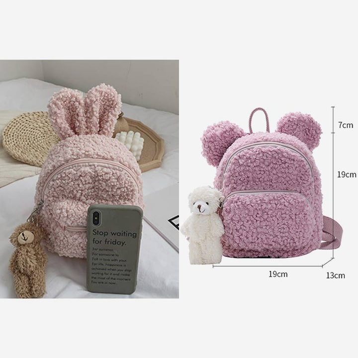 Multi-Trage-Rucksack für Babys/Kleinkinder mit Kaninchenohren aus Plüsch, Mini-Rucksack für Jungen und Mädchen