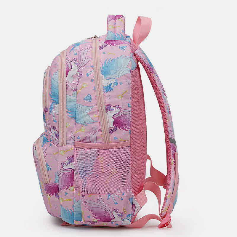 Einhorn-Schulranzen-Set für Mädchen, Rucksack, Büchertasche, Lunchtasche, Federmäppchen