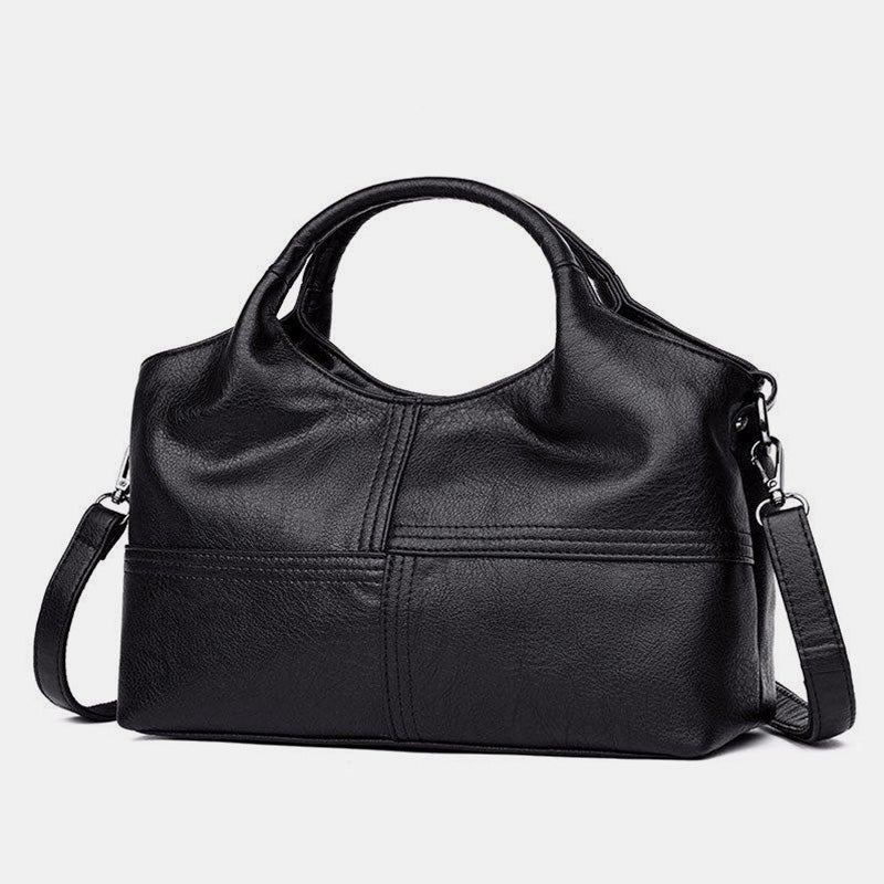 Weiche Lederhandtasche mit Nähten und fester Umhängetasche