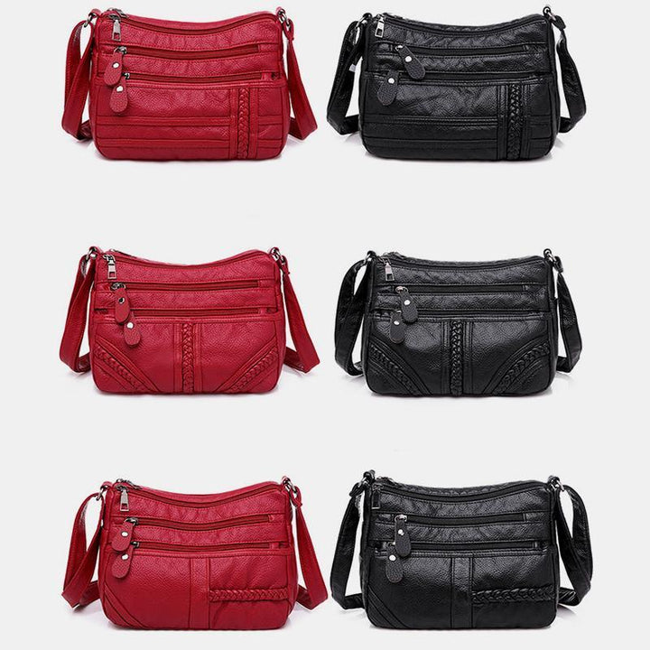 Einfarbige Umhängetasche mit mehreren Taschen