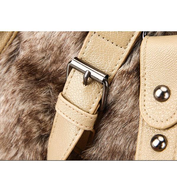 Damen Plüsch Elegante Schultertasche Tote Handtasche