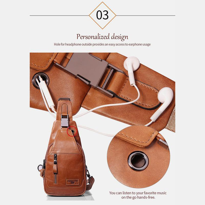 Multifunktions-Schultertasche aus echtem Leder im Vintage-Stil