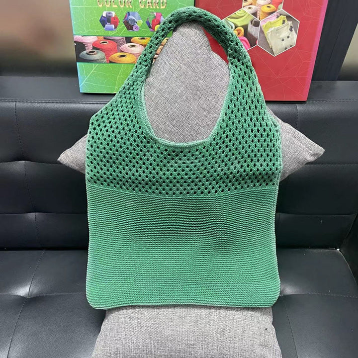 Einkaufstasche für Frauen im ethnischen Stil aus Wolle gestrickte Schultertasche