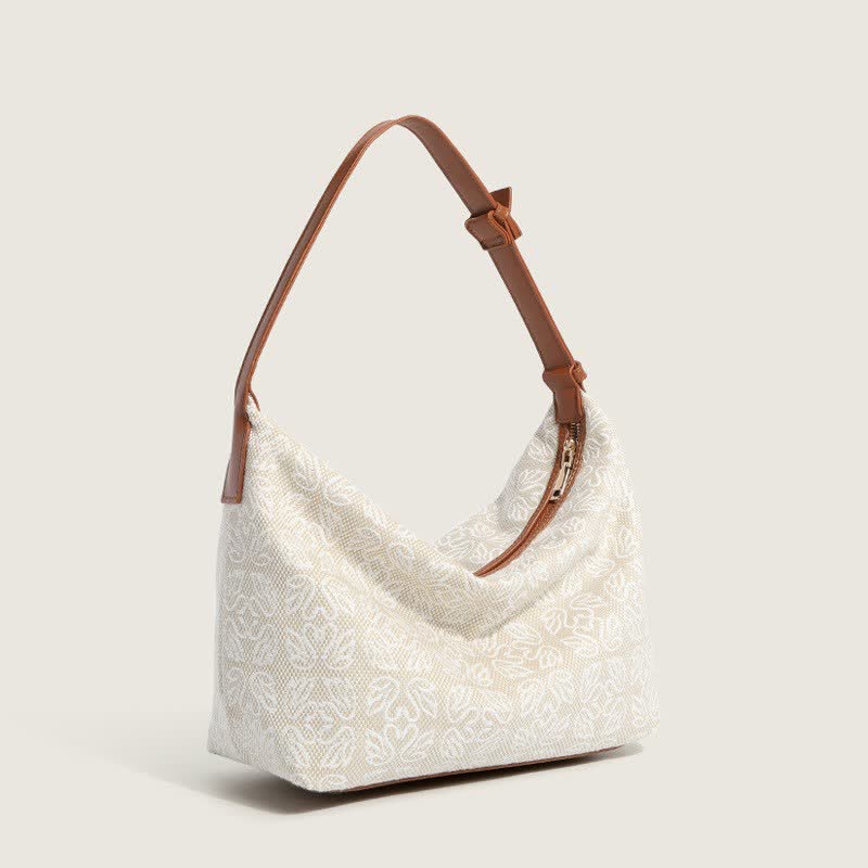 Canvas-Handtasche für Damen mit Hahnentritt-Muster, Schultertasche, Hobo-Umhängetasche