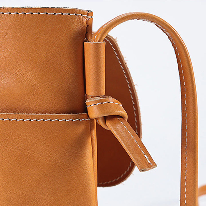 Handytasche für Damen, weiches Echtleder, minimalistische Umhängetasche