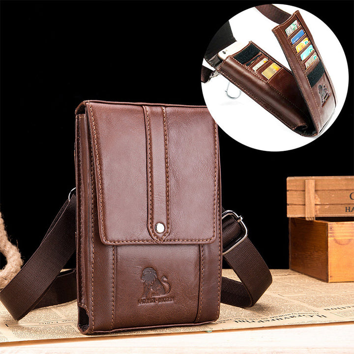 Echtes Leder Geldbörse Clutch Multi-Slot Gürteltasche mit Gürtelschlaufe Crossbody Strap