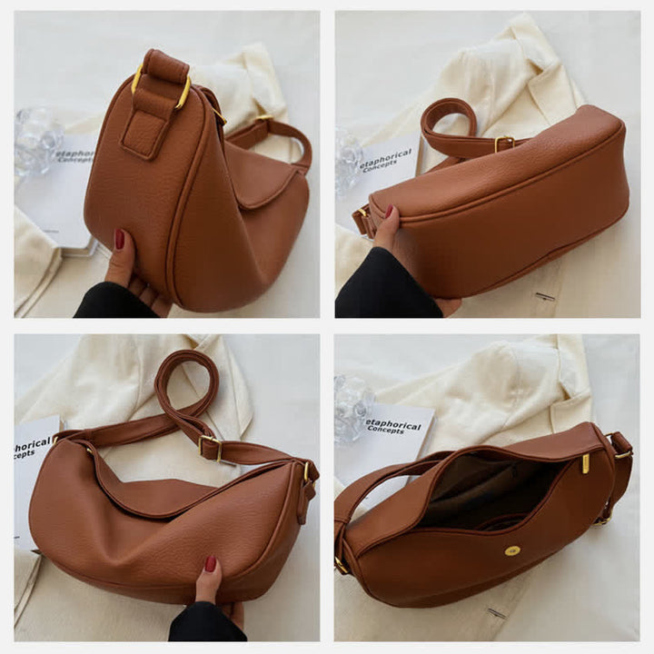 Umhängetasche für Damen, schlichte und lässige Hobo-Tasche aus PU-Leder