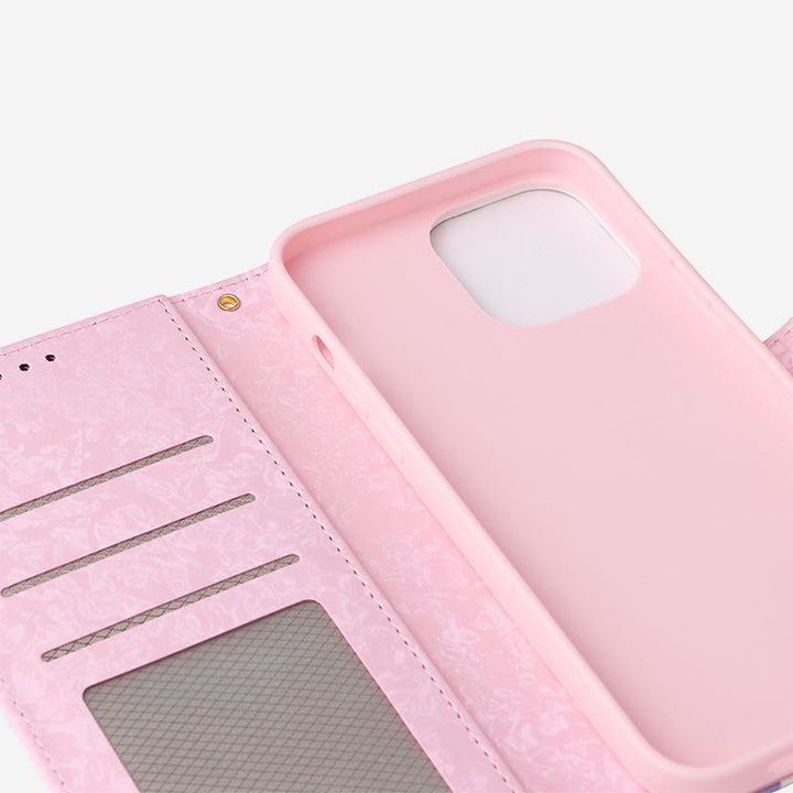 Bunte Blumen-Telefon-Kasten für Iphone Leder Clamshell Telefon Tasche