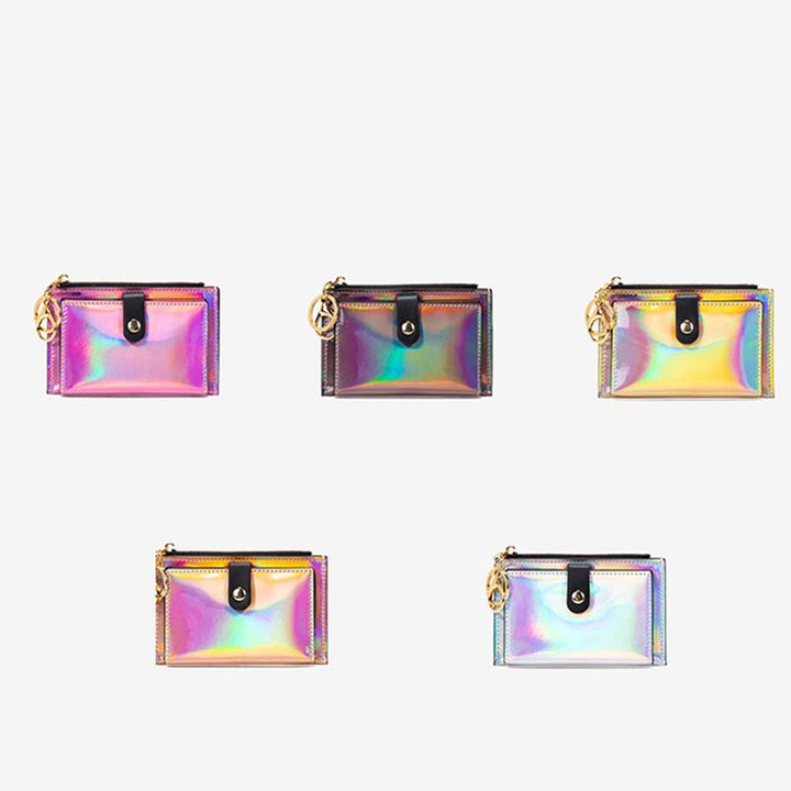 Schillernder Laser, minimalistischer Kartenhalter, Münzfach, Geldbörse für Frauen und Mädchen