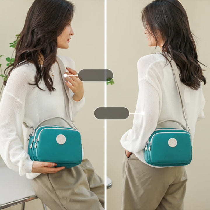 Kleine Handtasche mit dreifachem Reißverschluss für Damen, leichte, wasserdichte Umhängetasche