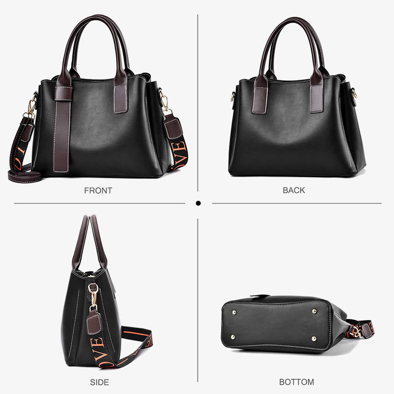 Damen Handtasche mit Henkel, modische Tragetasche mit 2 Schultergurten