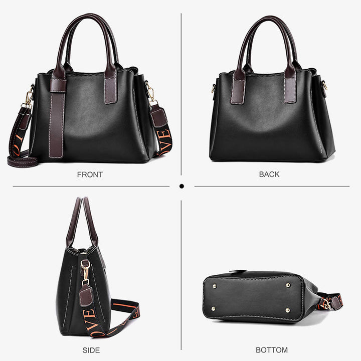 Damen Handtasche mit Henkel, modische Tragetasche mit 2 Schultergurten