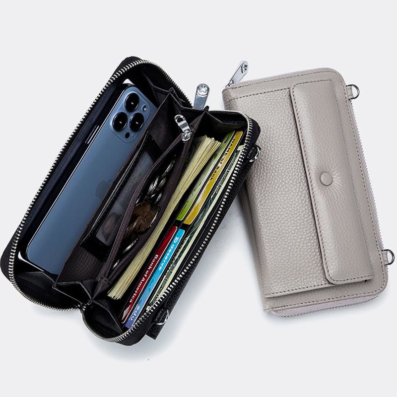 Echtes Leder Touchscreen Telefon Tasche Brieftasche Umhängetasche