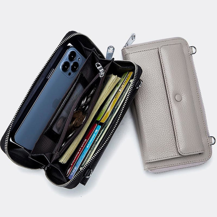 Echtes Leder Touchscreen Telefon Tasche Brieftasche Umhängetasche